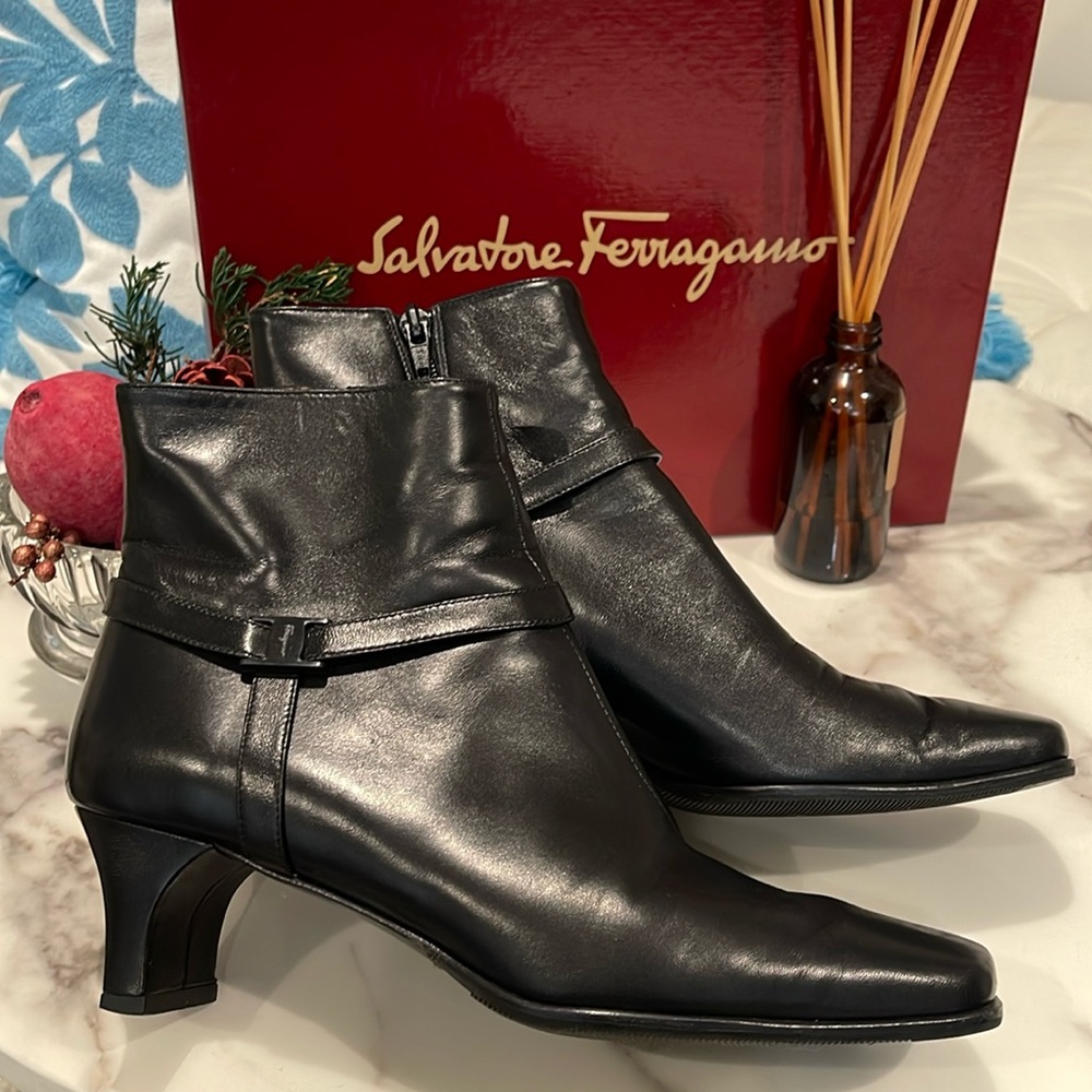 Salvatore Ferragamo Woman Booties 6 1/2 C Wide Width! Black